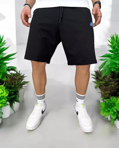 Pantaloni de trening scurti, negri, cu imprimeu Y240 N6-3.3